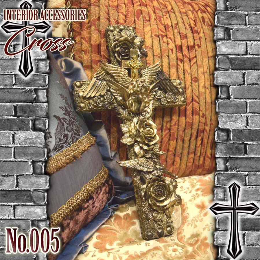 【 interior Cross 】 Fairy Tale Cross of Angels and Roses <Cross No.005>
