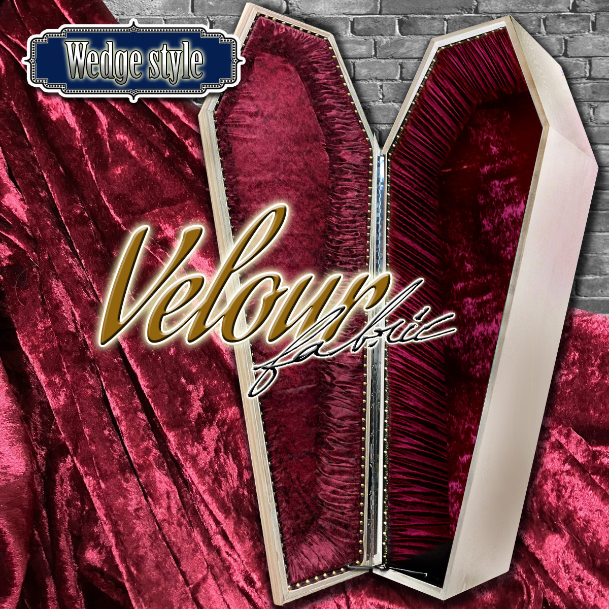 【Type-01◆1/1等身大棺オプション】内装クッション Wedge Style 台形扉 <ベロア生地>