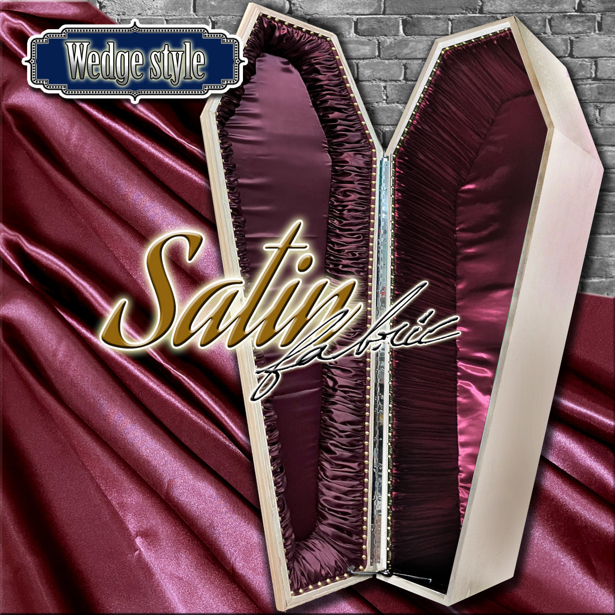 【Type-01◆1/1等身大棺オプション】内装クッション Wedge Style 台形扉 <サテン生地>