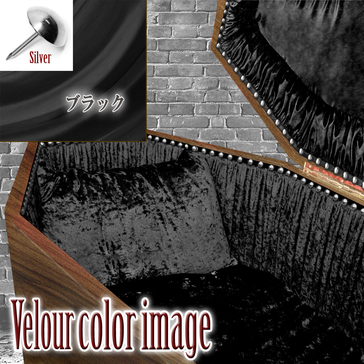 【Type-01◆1/1等身大棺オプション】内装クッション Wedge Style 台形扉 <ベロア生地>