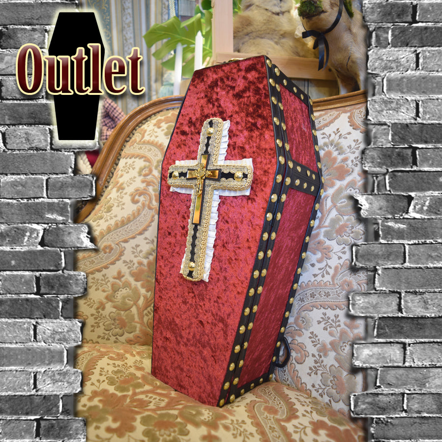 【Outlet棺/試作品】45㎝(内寸42㎝)背負えるDoll Coffin BOX<ワインレッド>