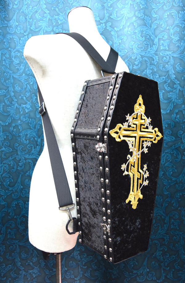 【Outlet棺/試作品】45㎝(内寸42㎝)背負えるDoll Coffin BOX<ブラック>