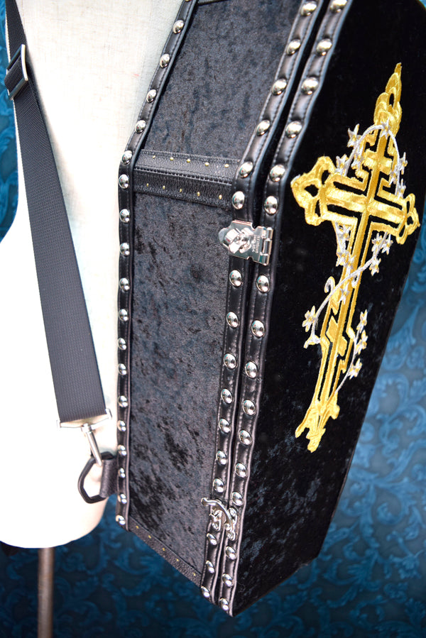 【Outlet棺/試作品】45㎝(内寸42㎝)背負えるDoll Coffin BOX<ブラック>
