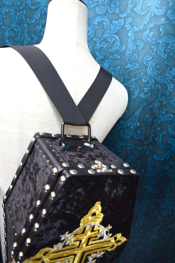 【Outlet棺/試作品】45㎝(内寸42㎝)背負えるDoll Coffin BOX<ブラック>