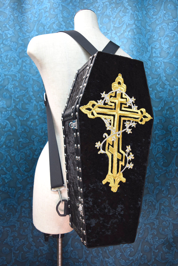【Outlet棺/試作品】45㎝(内寸42㎝)背負えるDoll Coffin BOX<ブラック>