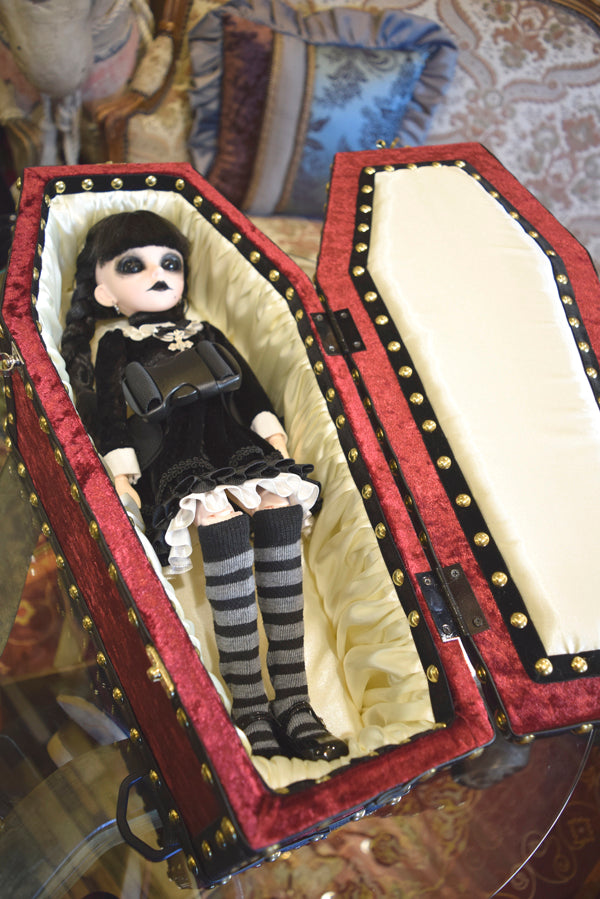【Outlet棺/試作品】45㎝(内寸42㎝)背負えるDoll Coffin BOX<ワインレッド>