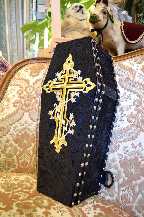 【Outlet棺/試作品】45㎝(内寸42㎝)背負えるDoll Coffin BOX<ブラック>