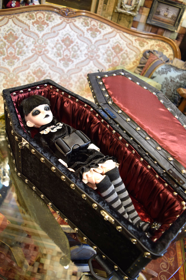 【Outlet棺/試作品】45㎝(内寸42㎝)背負えるDoll Coffin BOX<ブラック>