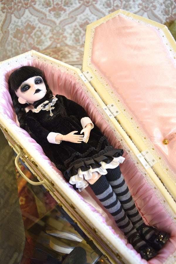 【Outlet棺/展示品】45㎝(内寸42㎝)デコレーションDoll Coffin BOX<ホワイト>OT-NO.003