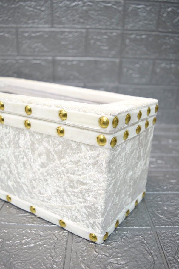 【Outlet棺/展示 試作品】50㎝サイズ アクリル扉 Doll Coffin BOX <アイボリーベロア/内装パープルサテン>OT-NO.006