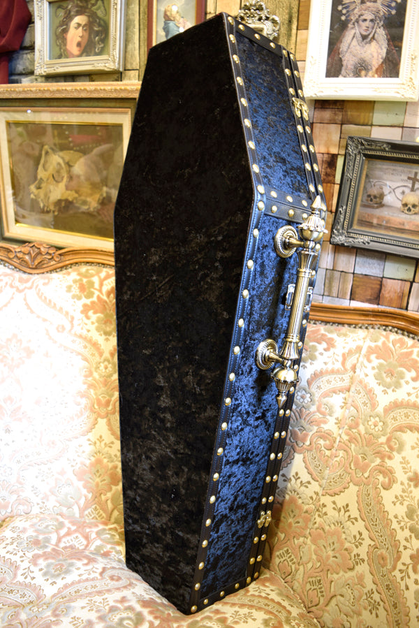 【Outlet棺/展示 試作品】ヴァイオリンケース Coffin BOX <ブラックベロア/内装ワインレッドベロア>OT-NO.007