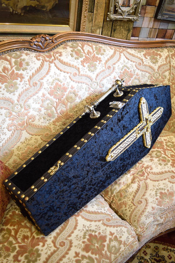 【Outlet棺/展示 試作品】ヴァイオリンケース Coffin BOX <ブラックベロア/内装ワインレッドベロア>OT-NO.007