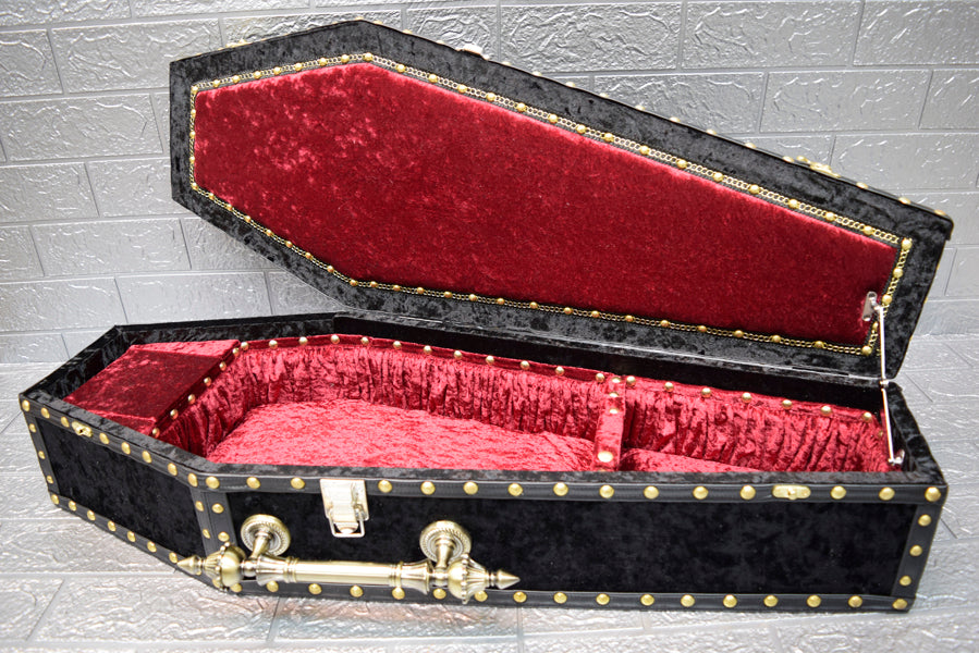 【Outlet棺/展示 試作品】ヴァイオリンケース Coffin BOX <ブラックベロア/内装ワインレッドベロア>OT-NO.007