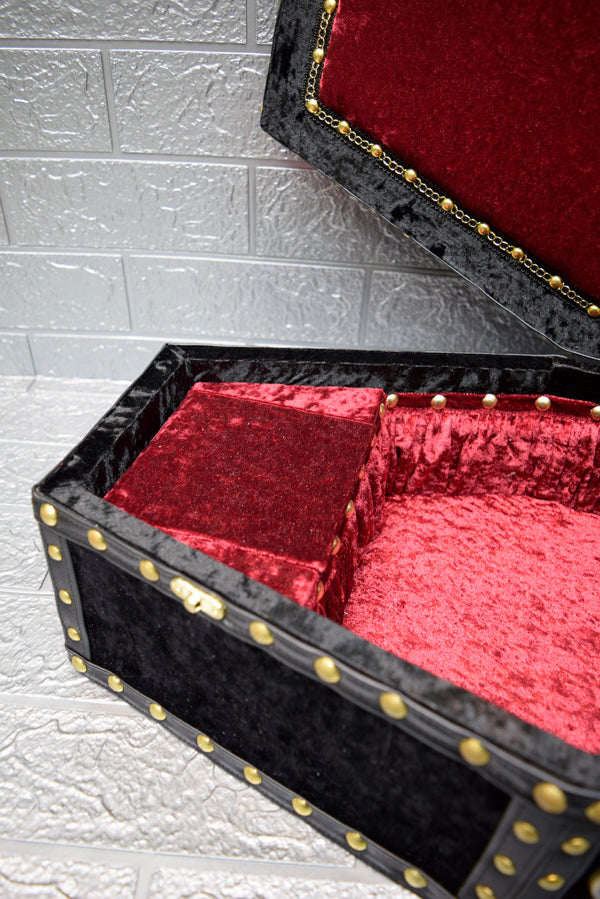 【Outlet棺/展示 試作品】ヴァイオリンケース Coffin BOX <ブラックベロア/内装ワインレッドベロア>OT-NO.007