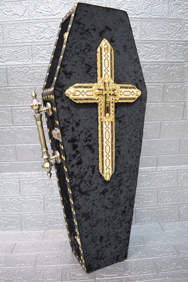 【Outlet棺/展示 試作品】ヴァイオリンケース Coffin BOX <ブラックベロア/内装ワインレッドベロア>OT-NO.007