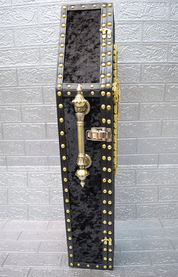 【Outlet棺/展示 試作品】ヴァイオリンケース Coffin BOX <ブラックベロア/内装ワインレッドベロア>OT-NO.007