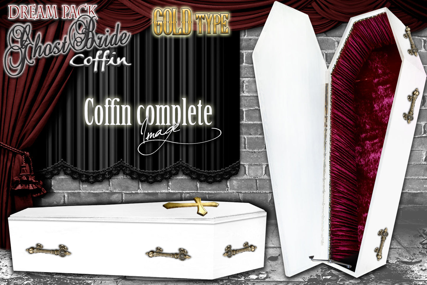 ✟Dream Pack✟【Type-01】1/1Scale 等身大棺 Life-size Coffin < Ghost Bride Coffin / GOLD type >