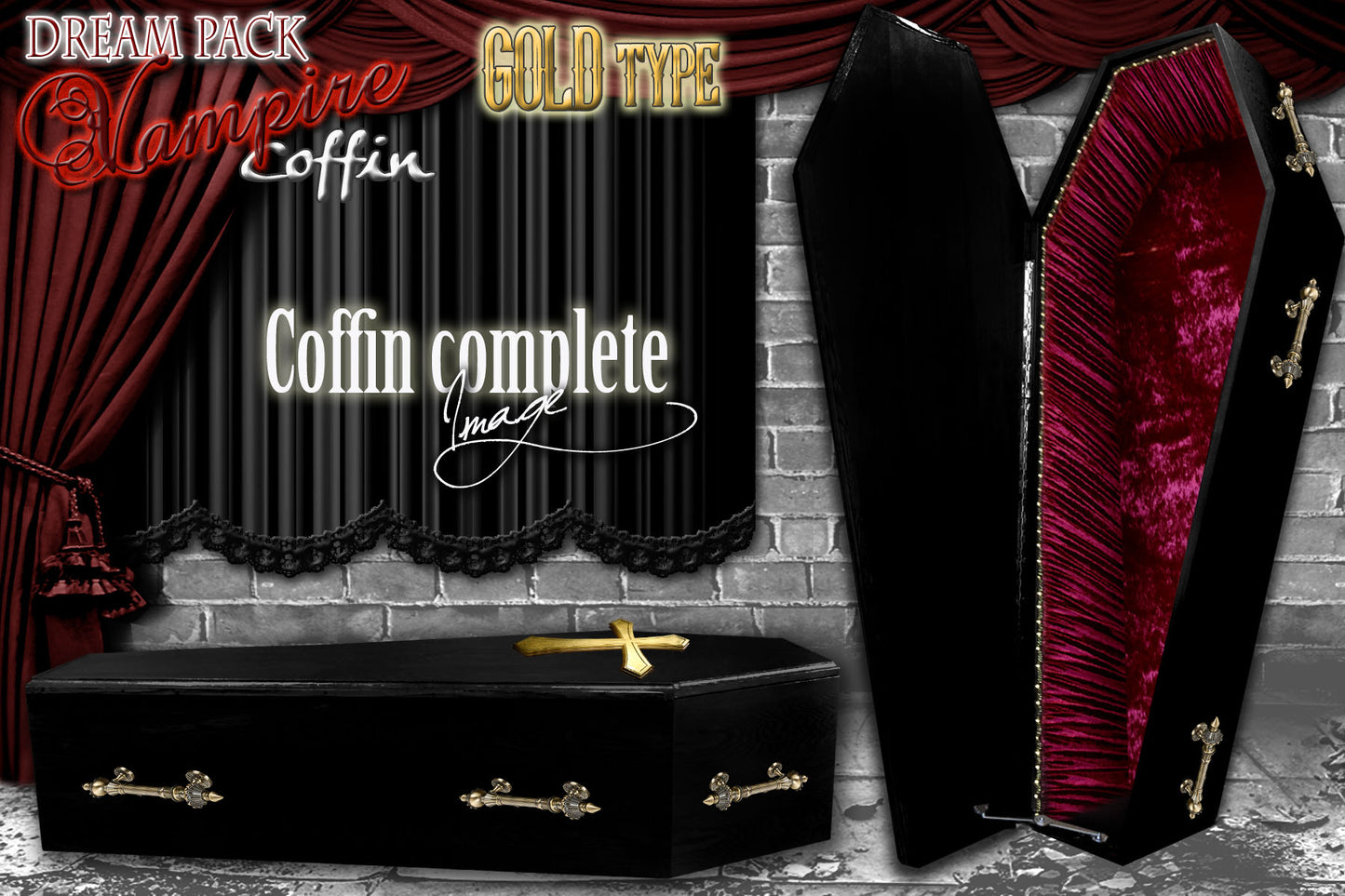 ✟Dream Pack✟【Type-01】1/1Scale 等身大棺 Life-size Coffin < Vampire Coffin / GOLD type >