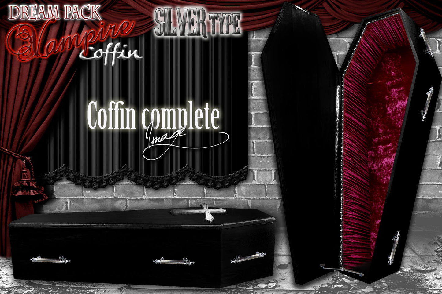 ✟Dream Pack✟【Type-01】1/1Scale 等身大棺 Life-size Coffin < Vampire Coffin / SILVER type >