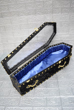 画像をギャラリービューアに読み込む, 【Outlet棺/展示 試作品】70㎝サイズ　アクリル扉 Doll Coffin BOX ＜ブラックベロア/内装ブルーサテン＞OT-NO.005
