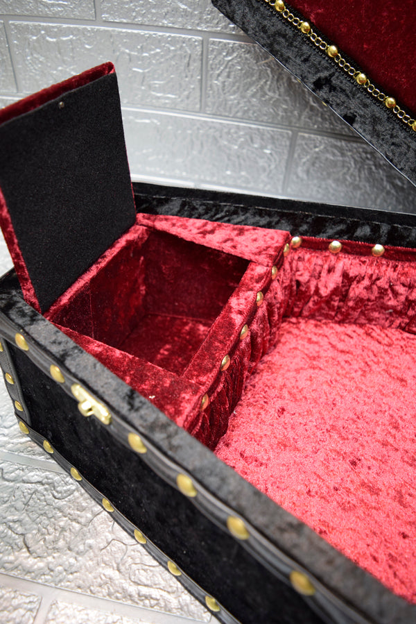 【Outlet棺/展示 試作品】ヴァイオリンケース Coffin BOX ＜ブラックベロア/内装ワインレッドベロア＞OT-NO.007